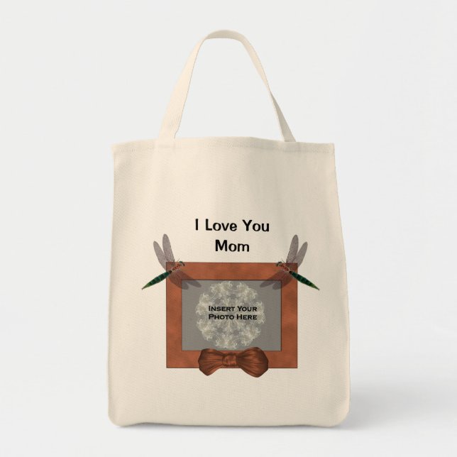 Love You Mum Personalised Photo Dragonfly Tote Bag (Front)