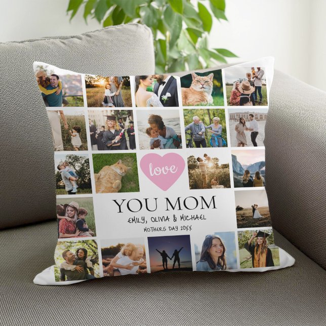 Love You Mum Photo Collage Mothers Day Cushion (Creator Uploaded)