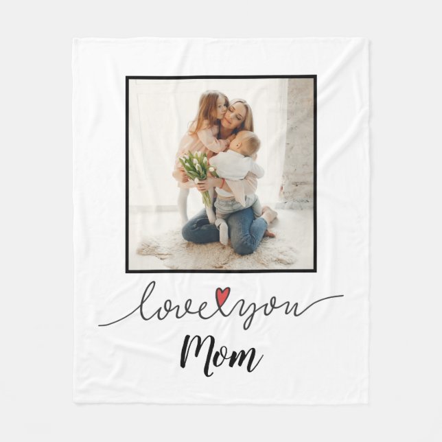 Love You Mum Photo Mother's Day Fleece Blanket (Front)