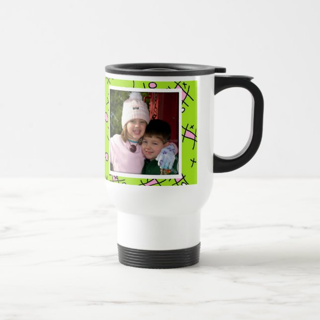 Love You Mum, Pink and Green Photo Coffee Mug (Right)