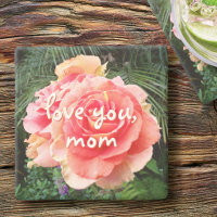 Love You Mum Pink Rose Flower Photo Script Stylish