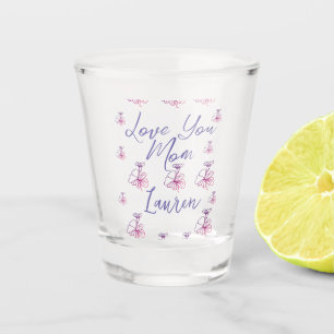 love you mum purple mauve florals mauve name simpl shot glass