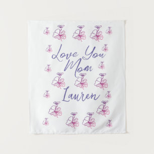 love you mum purple mauve florals mauve name simpl tapestry