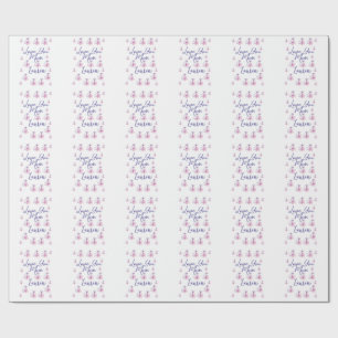 love you mum purple mauve florals mauve name simpl wrapping paper