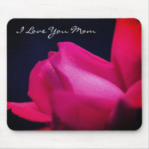 Love You Mum Red Rosebud Flower  Mouse Mat