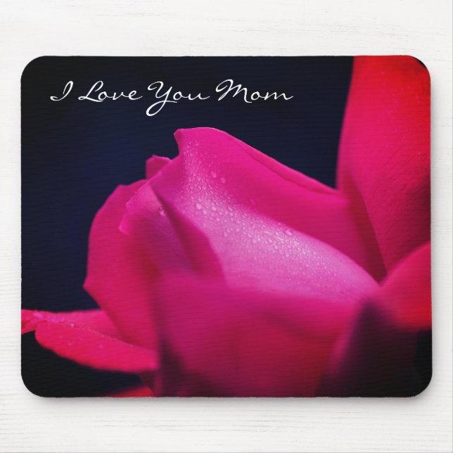Love You Mum Red Rosebud Flower  Mouse Mat (Front)
