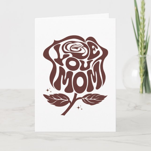 Love You Mum Rose Typography Card (Front)
