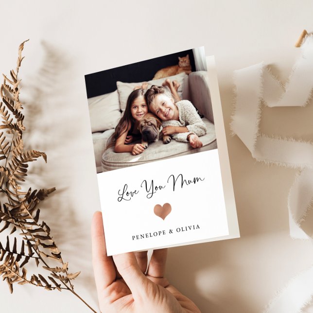 Love You Mum | Script and Heart with Photo Card