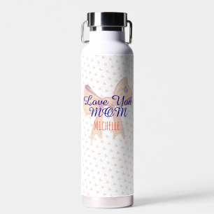 Love You Mum Script Stylish Modern Mothers Day Water Bottle