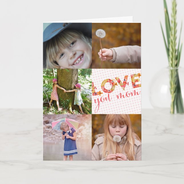Love you mum | Simple Photo Collage Mother's Day Card (Front)