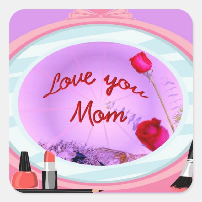 Love You Mum Square Sticker (Front)