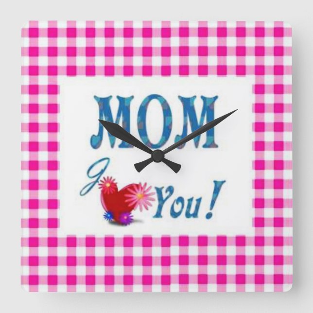 Love You Mum Square Wall Clock (Front)