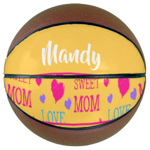 Love you mum text on orange basketball
