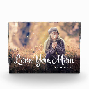 Love You Mum   Trendy White Typography and Photo Block