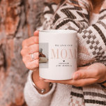 Love You Mum | Two Photo Collage Coffee Mug<br><div class="desc">This simple and sweet mug says "We Love you Mum" in trendy, modern typefaces with a charming heart and a spot for names. Minimal two photo template of your favourite personal photos for a gift anyone would love. Mother's Day is the perfect opportunity to show ALL the moms in our...</div>