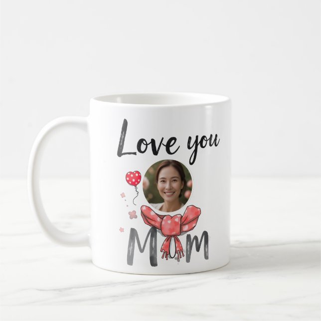 Love you mum with personalised pic coffee mug (Left)