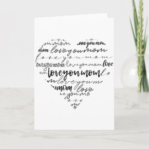 Love You Mum Words inside Heart Mother's Day Card