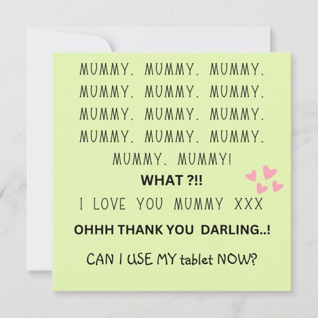 love you MUMMY can i USE tablet mothers day  Holiday Card (Front)
