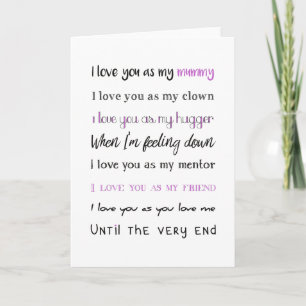 Love You Mummy, Mothers Day, Birthday Card
