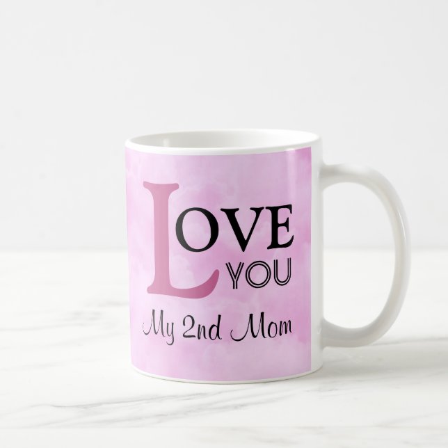Love You My 2nd Mum Name Pink Clouds Coffee Mug (Right)