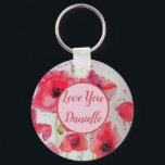 Love You Name Red Poppies Watercolour Key Ring<br><div class="desc">Love You Name Red Poppies Watercolour Key Ring. A superb gift for your loved one,  based on one of my original watercolour paintings.</div>