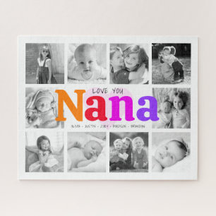Love You Nana Colourful Rainbow 10 Photo Collage Jigsaw Puzzle