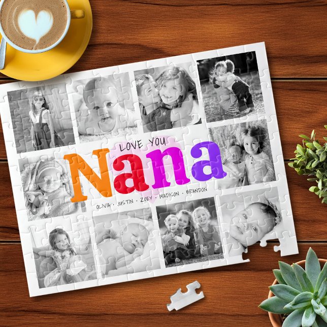 Love You Nana Colourful Rainbow 10 Photo Collage Jigsaw Puzzle (Creator Uploaded)
