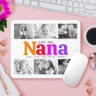 Love You Nana Colourful Rainbow 6 Photo Collage Mouse Mat