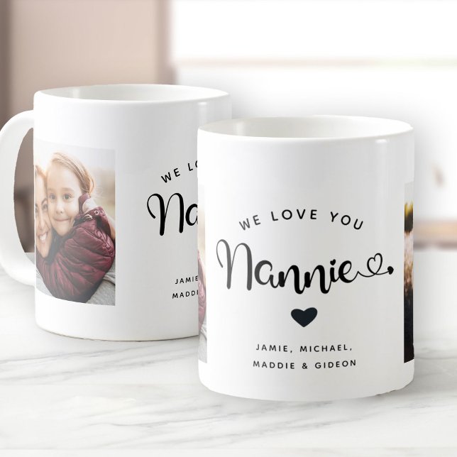 Love you Nannie Hearts Custom Two Photo Coffee Mug (Creator Uploaded)