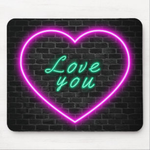 Love You Neon Sign Mouse Pad