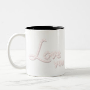 Love you neon word transparent Two-Tone coffee mug