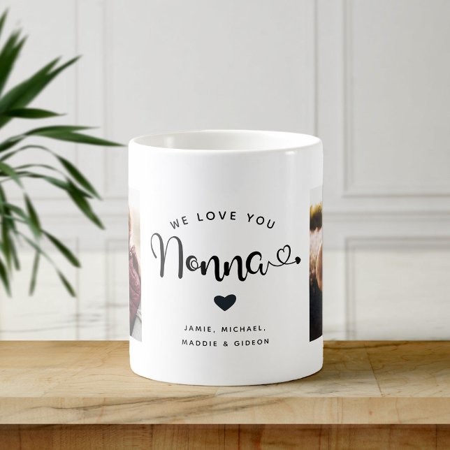 Love you Nonna Hearts Custom Two Photo Coffee Mug (Creator Uploaded)
