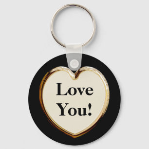 Love You! On Heart Keychain