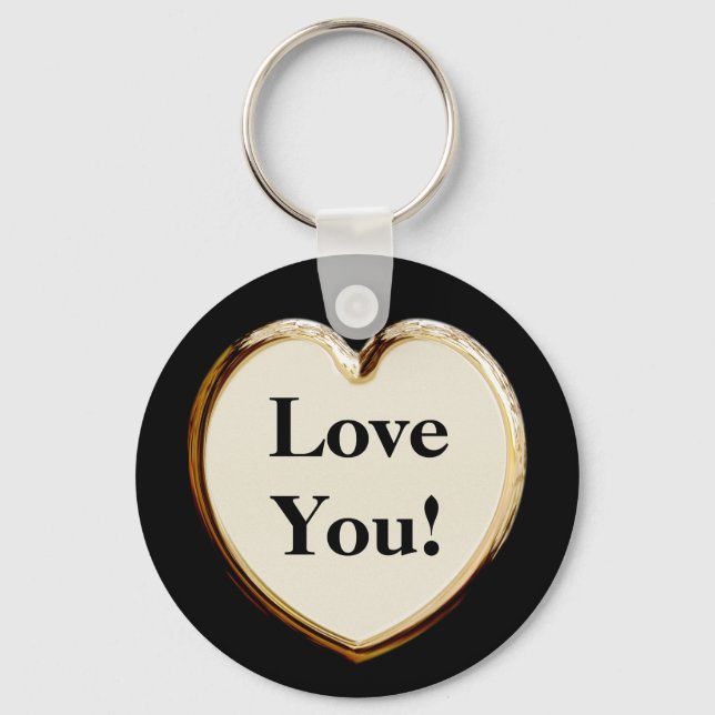 Love You! On Heart Keychain (Front)