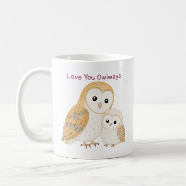 Love You Owlways Barn Owl Mug (Left)