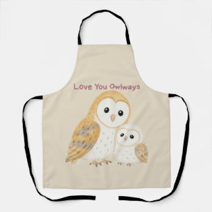 Love You Owlways Cute Barn Owl Family Apron