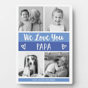 Love You Papa Blue Colour Block Photo Grid Plaque
