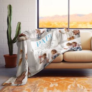 Love You Papa   Custom Message Photo Collage Fleece Blanket