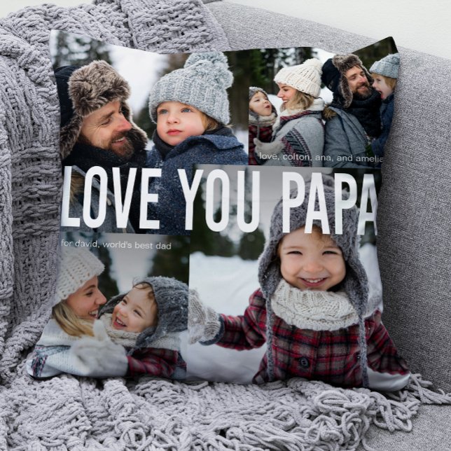 Love You Papa Photo Collage Cushion (Creator Uploaded)