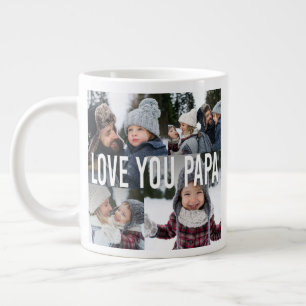 Love You Papa Photo Collage Father's Day Large Coffee Mug