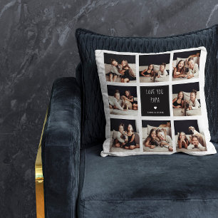 Love You Papa   Photo Collage Handwritten Text Cushion
