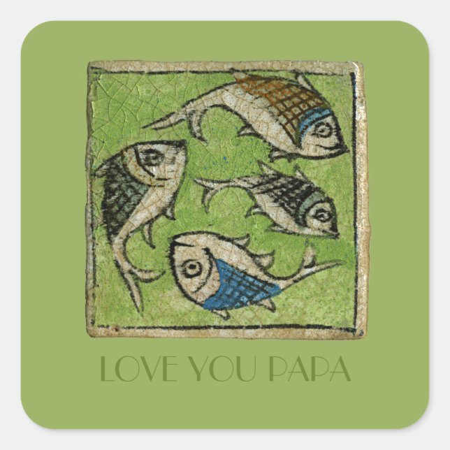 Love You Papa Square Sticker (Front)