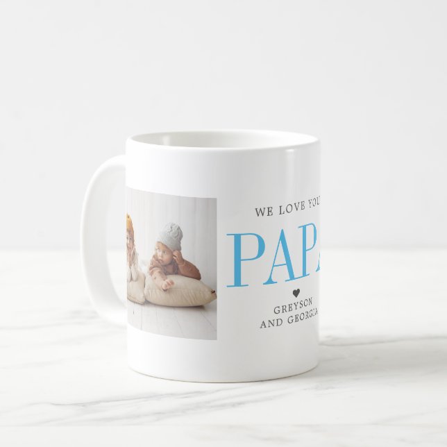 Love You Papa | Two Photo Collage Coffee Mug (Front Left)