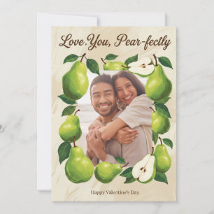 Love You Pear-fectly Cute Botanical Fruit Valent Holiday Card