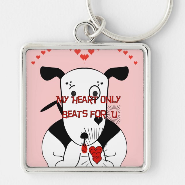 Love You Petey the Bull Terrier Key Ring (Front)