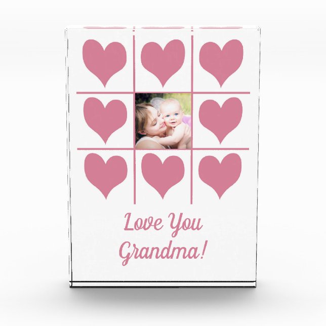 Love You Photo & Pink Hearts Photo Block (Front)