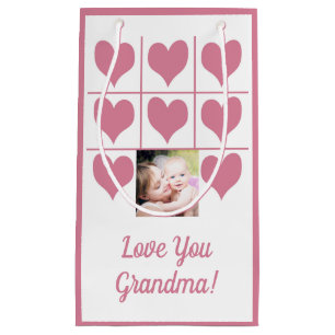 Love You Photo & Pink Hearts Small Gift Bag
