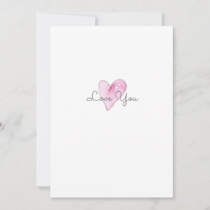 Love You Pink Artisan Watercolor Heart Pattern Card