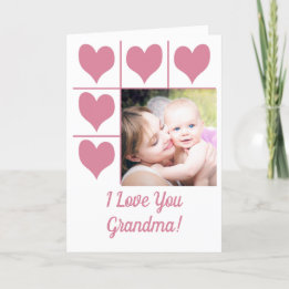 Love You Pink Hearts & Photo Valentine's Holiday Card