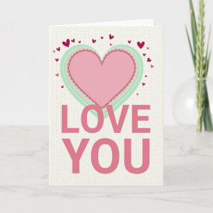 Love You Polka Dot Striped Heart Card